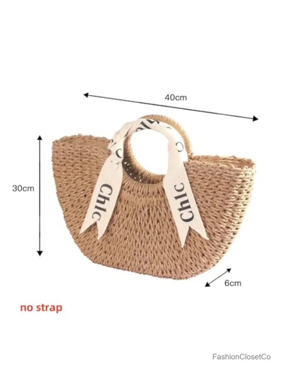 Handmade Straw Woven Hobo Purse with Drawstring Closure & Top Handle